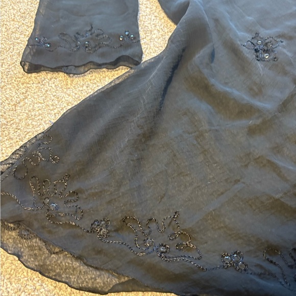 Y2K Lightweight Summer Sleek Sheer Black Women's Coverup Top Size Medium - Picture 8 of 13